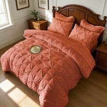 5/7pcs Modern Minimalist Bed Comforter Set, 100% Microfiber Soft Breathable Winter Bedding Set, Comfortable And Warm, Include 1 Comforter+1 Flat Sheet+1 Fitted Sheet+1/2 Pillowcases+1/2 Pillowshams,All-Season, Bed In A Bag,Wonderful Room Decor,Christmas Gift - Burnt Orange-BZ74 - 查看 2