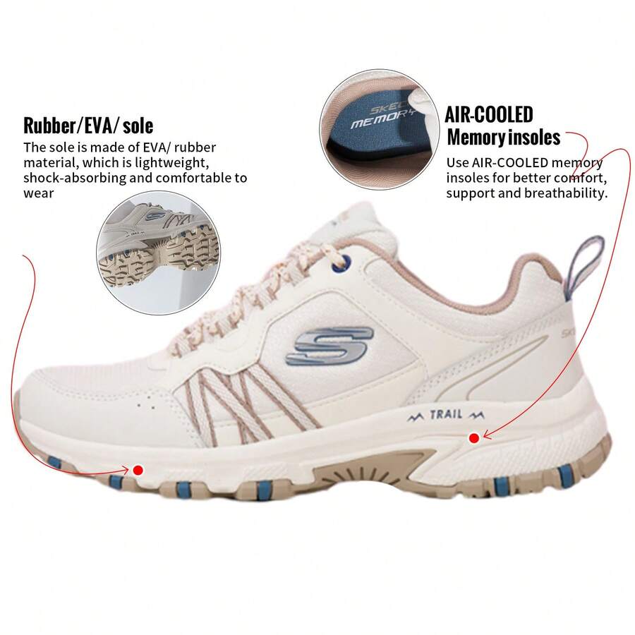 Skechers 女鞋戶外健行鞋運動鞋 低筒繫帶日常旅遊鞋低幫休閒鞋輕量緩震老爹鞋180017-OFWT - 乳白色 - 查看 1