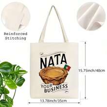 Top Pick1pc Large Lemon Tote Bag - Reusable Grocery Shopping Bag With Lemon Design, Spacious (15.7x13.8in) For Women, Travel, Beach, Farmer's Market - Durable Polyester Canvas Carryall, Travel - 白色 - 查看 8