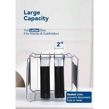 Plastic Capacity Hanging File Folders, 2 Inch Expanding Pocket, Heavy Duty Filing Cabinet, Insertable 1/5 - Cut Tabs, Letter Size - 12 Pack - Black - View 3