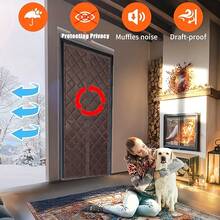1 szt. Zimowa magnetyczna osłona drzwi, termicznie izolowana zasłona drzwiowa, odpowiednia do garażu, strychu, korytarza, trwała tkanina Oxford i grube wypełnienie z włókna poliestrowego, 34 x 82 cale, kolor kawowy - Wielokolorowe - Zobacz 5