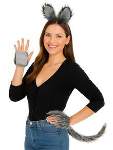 Bộ 3 món phụ kiện hóa trang sói xám dễ thương bao gồm băng đô tai sói, găng tay và đuôi, thích hợp cho hóa trang Halloween, tiệc theo chủ đề, trò chơi nhập vai, lễ Phục sinh, lễ hội Carnival, Giáng sinh, Ngày lễ tình nhân và trang trí sân khấu. - Nhiều màu - Xem 2