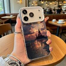 Funda de Teléfono Impresión de Paisaje de Castillo Gris al Atardecer para Modelos de  y  Adecuada para Todas las Estaciones Opción de Regalo Ideal - Plateado - Ver 1