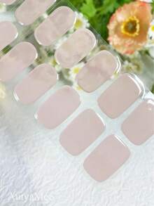 中效固化凝胶美甲贴 20/40 片 裸粉色凝胶美甲贴纸 | 凝胶美甲包装用品 | 需使用 UV 灯固化，沙龙级美甲贴纸，易于使用，适用于按压式美甲贴片