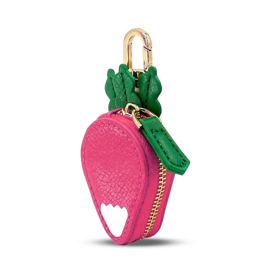 Mini Fruit Coin Purse Cute Soft Keychain Wallet Small Pouch Bag Charm Accessory - củ cải - Xem 1