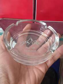 1pc Customizable Engraved Round Glass Mini Storage Box - Minimalist Design | Groomsmen Thank You Gift, Hotel/Office Ashtray, Father's Day, Anniversary, Birthday Creative Gift - Multicolor - View 2