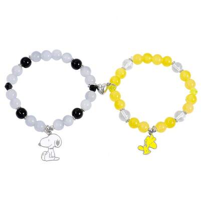 SNOOPY 1 Set/2 piezas Pulsera popular de  para parejas, amigos, novias, pulseras magnéticas, lindas y hermosas, un regalo para amigos, creando un sentido de sorpresa, de buen aspecto y asequible, regalo de Año Nuevo, regalo del Día de San Valentín, regalo de Pascua (estilo aleatorio)