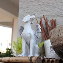 Estátua Memorial de Cão Anjo - Lápide Memorial de Resina para Animais de Estimação no Dia dos Mortos, Adequada para Decoração de Jardim Externo e Gramado, Não Requer Eletricidade ou Bateria, Ideal para Amantes de Cães - Multicolorido - Ver 9