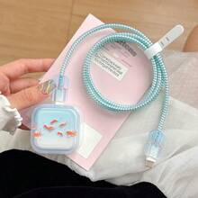 5 pièces Kit de protection pour chargeur et câble de données pour Apple 14 Pro Max/13/12/11, accessoire de téléphone portable, dispositif de protection de chargeur de téléphone portable. Convient pour les cadeaux de la Saint-Valentin, les cadeaux pour femmes et les cadeaux d'anniversaire