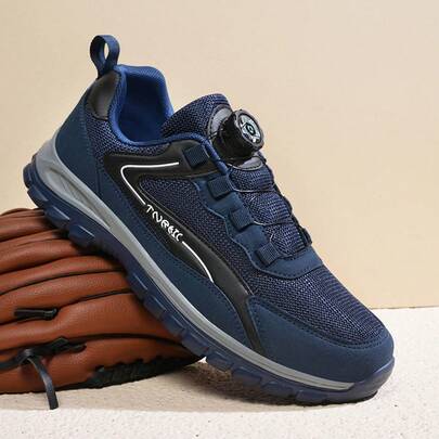 男士户外运动鞋，防滑跑步鞋，适合日常穿着、办公、时尚系带旋转扣厚底登山鞋、健身瑜伽鞋、缓震舒适工作鞋
