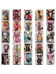 SCXXBSW 50 pièces Style Art Graffiti Fou, Autocollants Décoratifs PVC dessin animé Créatifs Convenant Pour Comptes Portables, Coques de Téléphone, Ordinateurs Portables, Ordinateurs, Valises, Réfrigérateurs, Guitares et Décorations de Vacances