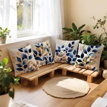 MEMNUN Bộ 4 vỏ gối in hình lá màu nước xanh dương và nâu [Không kèm ruột gối], kích thước 17.7*17.7in (45*45cm)/19.69*19.69in (50*50cm)/15.75*15.75in (40*40cm), [In một mặt], Vỏ gối trang trí bằng polyester phong cách tối giản hiện đại cho ghế sofa, giường, phòng khách, phòng ngủ, xe hơi, văn phòng, khách sạn, món quà hoàn hảo cho gia đình và bạn bè, phù hợp mọi mùa. - Nhiều màu - Xem 11