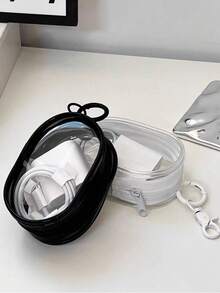 1 件装迷你便携式透明线缆整理盒 – 多功能收纳方案，可收纳数据线、充电器、耳机及其他必需品 – 是旅行时整理和携带必需品的理想之选 - 彩色 - 查看 4