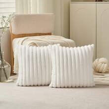 1 件白兔毛毛絨枕套,柔軟舒適的防脫落面料,現代沙發裝飾,帶度假家居裝飾墊套,適合家庭臥室和宿舍 - 白色 - 查看 14