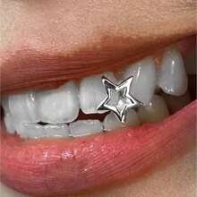 1 chiếc răng giả đính đá Zirconia hình ngôi sao năm cánh rỗng, kiểu dáng thời trang unisex, thích hợp đeo hàng ngày. - Nhiều màu - Xem 2
