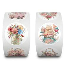 书籍和花卉贴纸，适用于装饰文具、杯子、行李箱、滑板、吉他、DIY剪贴簿材料