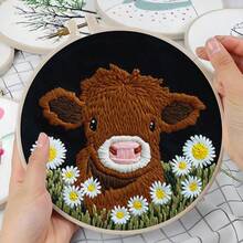 Tote Bag Embroidery Set,Beginners Embroidery Set, DIY Craft Sets For Beginners, Includes Bag With Highland Cow,Colo... - Black - View 4