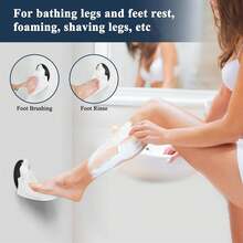 淋浴脚踏，带升级版工业吸盘，仅适用于光滑无孔且尺寸大于 5.2 英寸的瓷砖墙面，可折叠剃须踏板，适用于室内淋浴，白色，1 个装