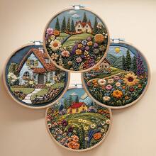 1 套刺绣套件，20x20cm/7.9x7.9in，花卉图案鹿，手工 DIY 刺绣套装，适合成人和初学者，包含说明书、印花布料、绣绷和绣线。 - 彩色 - 查看 2