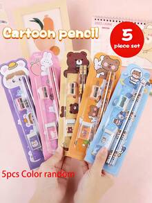 5-In-1 Children's Stationery Gift Set Kindergarten Pencil Set School Supplies Christmas Gift Learning Gift Cute And Practical Study Supplies