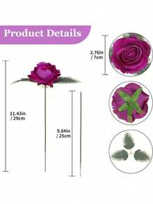 10/200pcs Artificial Rose Flowers, Foam Roses, Fake Plants, Home, Restaurant, Living Room, Bedroom, Outdoor Garden Decor, Floral Arrangement, Photography Props, Autumn, Spring, Vase, Flower Wall, Wreath, Bridal Bouquet, Wedding Decoration, DIY Wreath Materials, Birthday Party Decor, Home Decor Accessories, Valentine's Day, New Year Gift - Purple - View 3