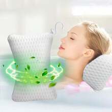 1pc Bath Tub Pillow, Bathroom Bathtub Head Rest Cushion, SPA Bathing Tub Pillow, Head & Neck Support Pillow, 3D Mesh With Suction Cup, Machine Washable