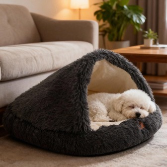 1 pieza Cama para mascotas con forro impermeable, suave y cómoda, adecuada para uso en interiores en otoño/invierno, apta para perros pequeños/medianos/grandes