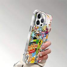 Funda de cristal templado HD con personajes de dibujos animados, diseñada con mascotas icónicas y logotipos retro. Compatible con  17,  16,  16 ProMax,  15,  15 ProMax,  14,  13,  12 y  11 Pro. Fabricada en TPU, es resistente a los golpes. Es un regalo ideal para familiares, amigos, niños, cumpleaños, Festival de Primavera, días festivos, novios, novias y San Valentín.funda de ,  funda de  16, Navidad,  fundas de , funda de  15,  17 Pro Max, fundas para - Plateado - Ver 4
