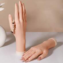 CHUAN SHANG Flexible Jointed Nail Art Practice Hand Model, Jewelry Display Prop, Multi-Functional Accessory - Apricot - View 2