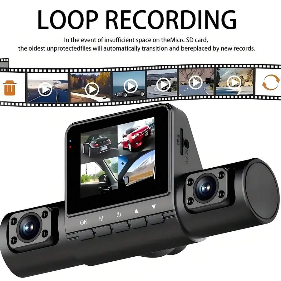 4-Channel Vehicle Camera 1080P Car Dash Cam Recorder With 1080P Front And 720P Left/Right Rear Night Vision Looping Recording 24-Hour Parking Monitor