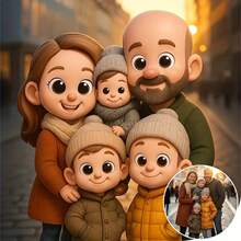Kit de pintura de diamantes 5D con foto personalizada a retrato de dibujos animados - Obra de arte de diamantes de estilo anime personalizado de 6 pulgadas, adecuado para decoración, regalos de cumpleaños, Día de la Madre, retratos de pareja o familia de dibujos animados (Cargar 0-5 fotos) - Efecto de dibujos animados - Ver 2