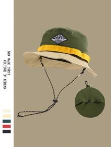 1顶撞色可折叠收纳渔夫帽，女士户外徒步遮阳帽，男士双面渔夫帽，夏季徒步防水速干帽，西部牛仔钓鱼帽