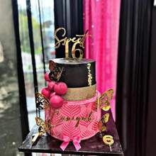 DGolden Acrylic Sweet 16 Happy Birthday Cake Topper 5.9 X 3.54inch Sixteenth Birthday Cake Decoration Cheer To 16th Fancy Cake Decor - 如圖 - 查看 3