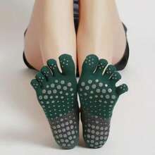 1双露后跟低帮女士瑜伽袜，带松紧带，透气五指袜，五趾运动袜，健身房适用 - 彩色 - 查看 6