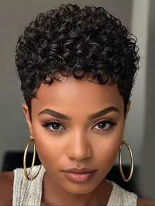 Africa Black People Fashion Lady Small Curly Hair Ball Headwear Micro Roll Wig Europe And America Woman Short Curly Hair - Multicolor - View 3