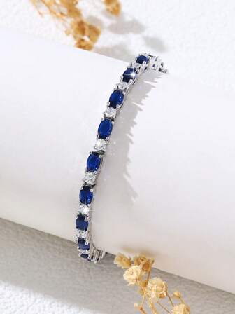 1pc Zirconia Egg-Shaped Bracelet, Fashionable And Elegant, Suitable For Daily Commute And Dates