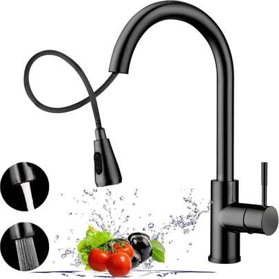 Senlesen Grifo moderno para tarjas para cocina: grifo extraíble de un solo orificio para cocina,  níquel cepillado/negro mate/cromo, llave para fregadero con monomando giratoria 360°,dos modos de flujo de agua, arco alto, agua fría y caliente, apto para cocinas, caravanas, lavaderos y barras de bar.Cocina Accesorios,Regalo de Navidad