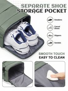 Unisex Large Travel Backpack, Business Laptop Backpack, Carry-On Size 42x20x32cm, Meets Airline Standards, Water-Resistant, Multi-Function Separate Shoe Compartment, Wet & Dry Separation, Suitable For Students, Commuting, Laptop, Vacation Travel - Army Green - View 6