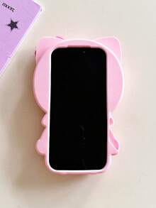 [Sanrio Silicone Protective Case] 1pc Fashionable & Creative Bow Kitty Cat Sanrio Silicone Waterproof Shockproof Phone Case, Compatible With IPhone 17 Series, 11/12/12 Pro, 13/14/15, 13 Pro/14 Pro/15 Pro, 12 Pro Max/13 Pro Max/14 Pro Max/15 Pro Max, 16, 16 Pro, 16 Pro Max, 17, 17 Pro, 17 Pro Max, Pink Kitty, Cartoon, Sitting Pose, Floral - Pink - View 4