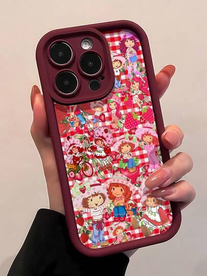 Funda para teléfono con temática de picnic infantil de fresa, compatible con fundas de , , OPPO, ,  17,  16 Pro Max,  15 Pro Max,  13 y  12. Fabricada en TPU, ofrece protección contra golpes y caídas. Un regalo ideal para familiares, amigos, seres queridos, novios/novias y para Navidad.funda de ,  funda de  16, Navidad,  fundas de , funda de  15,  17 Pro Max, fundas para , funda de  16 Plus