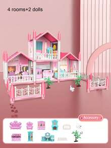 Dollhouse, DIY Colorful Villa Dollhouse, Girls Pretend Play DIY Dollhouse Set - Toys For Girls, Birthday/Christmas Gifts, Suitable For Children Aged 3-8+ (Random Color Accessories)