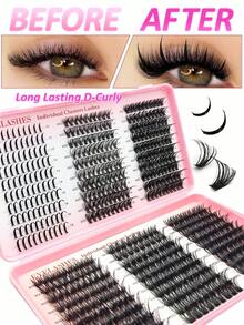 Rikuaild 540/544/570/590/608支大容量睫毛嫁接套装，俄式睫毛嫁接套装，尖头仙女卡通睫毛，单根3D浓密睫毛簇，D型卷翘睫毛簇套装，10-18毫米DIY睫毛嫁接，6种款式睫毛簇，尖头睫毛，单根睫毛簇，圣诞礼物 - D - 查看 6