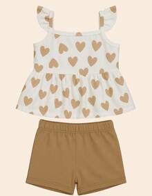 Set Including A Sublimated Tank Top And Fleece Shorts With Appliqué. - Beige - View 5