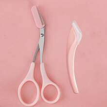 带眉梳的眉剪，修眉器，女士美容化妆眉夹，带眉刀的小型眉剪 - 彩色 - 查看 8