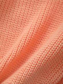 Unisex Baby Classic Solid Color Crew Neck Knit Sweater Top, Crew Neck Design, Solid Color Design, Solid Color More Suitable For Handmade Embroidery By Mothers, Add Some Elements Mothers Like, Suitable For Casual Wear Or Layering - Orange - View 4