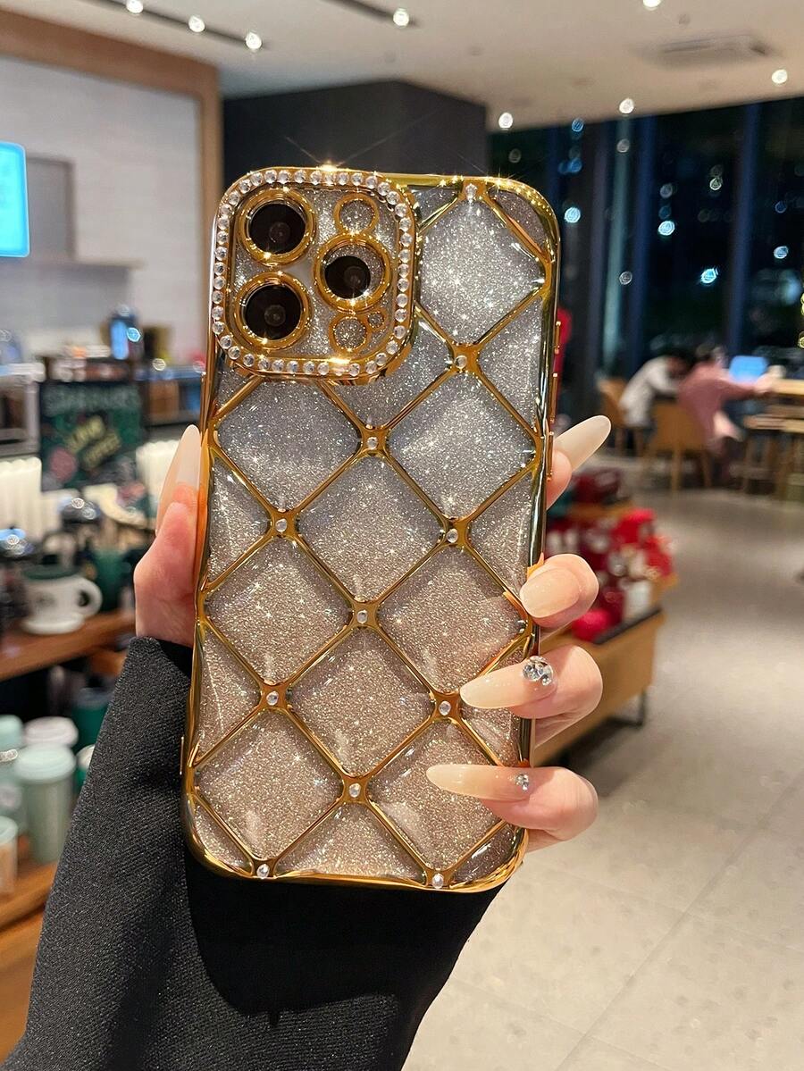 1个镶钻菱形6D电镀TPU手机壳，兼容 17/16/11 Pro/11 Pro Max/12/12 Pro/12 Pro Max/13/13 Pro/13 Pro Max/14/14 Pro/16 Plus/14 Pro Max/15/15 Pro/15 Plus/15 Pro Max，保护套