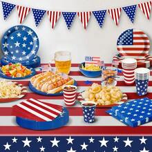 D127Pcs 4th Of July Plates And Napkins Sets 4th Of July Decorations American Flag Patriotic Party Plies Disposable Paper Plates For Memorial Day Veterans Day Independence Day Party Decorations - Patriotic - View 4