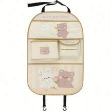 Multi-Functional Storage Bag With Multiple Compartments, Cute Bear Design, Faux Leather, Ideal For Car Interior Decor And Accessories, Car Seat Back Organizer|Playful Design|Durable Storage Bag, Car Seat Back Organizer, Car Seat Back Organ - Túi đựng đồ cho thỏ - Xem 5