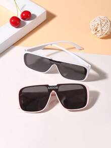 2 piezas Gafas de moda de marco cuadrado clásico casual de policarbonato para niños y niñas de 8 a 14 años para uso al aire libre - Multicolor - Ver 3