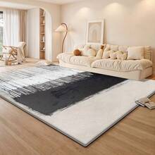 Large Modern Abstract Black White Beige Floor Mat - Luxurious Soft Rectangular Floor Mat, Machine Washable, Suitable For Living Room, Bedroom, Corridor - Black White Beige Gray Blue Gray Design, Available In Large Size, Textured And Fashionable, Suitable For Office Or Dormitory, Large Space Suitable Beige Black Gray Tone, Modern Living Room Carpet - 彩色 - 查看 5